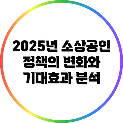2025년 소상공인 정책의 변화와 기대효과 분석