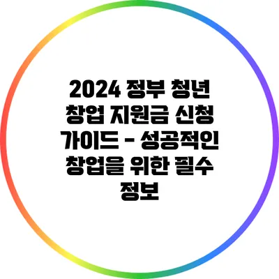 2024 정부 청년 창업 지원금 신청 가이드 - 성공적인 창업을 위한 필수 정보