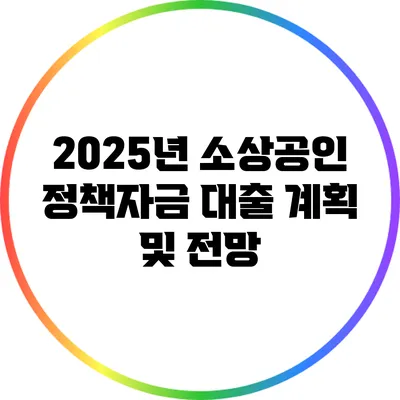 2025년 소상공인 정책자금 대출 계획 및 전망