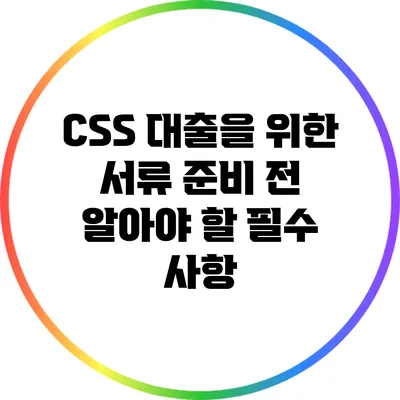 CSS 대출을 위한 서류 준비 전 알아야 할 필수 사항