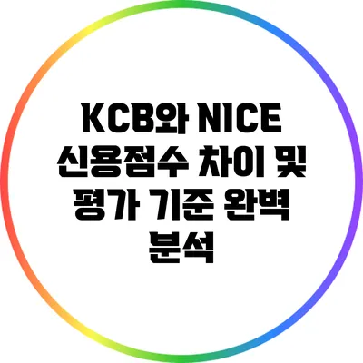 KCB와 NICE 신용점수 차이 및 평가 기준 완벽 분석