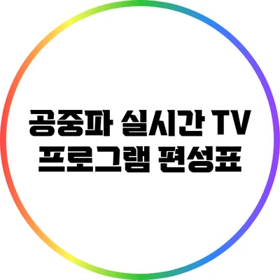 공중파 실시간 TV 프로그램 편성표