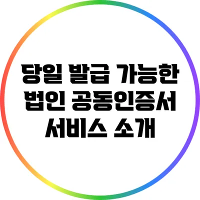 당일 발급 가능한 법인 공동인증서 서비스 소개