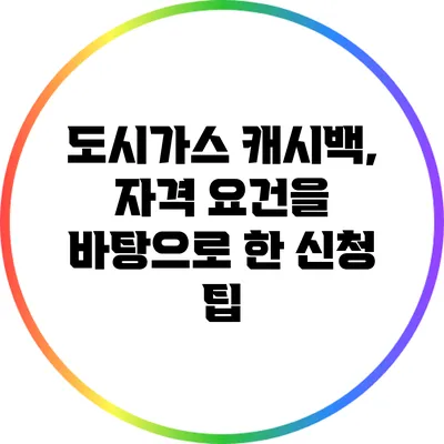 도시가스 캐시백, 자격 요건을 바탕으로 한 신청 팁