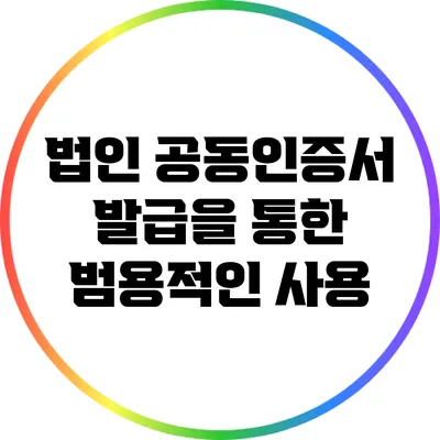 법인 공동인증서 발급을 통한 범용적인 사용