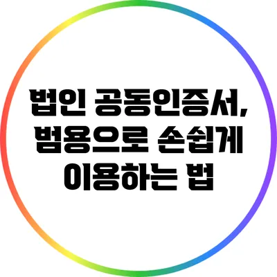 법인 공동인증서, 범용으로 손쉽게 이용하는 법