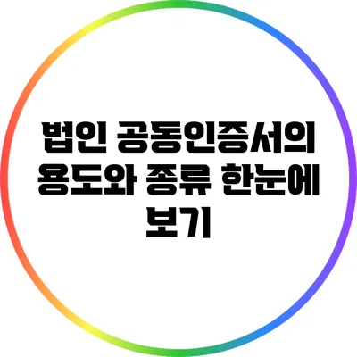 법인 공동인증서의 용도와 종류 한눈에 보기