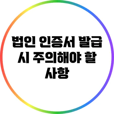 법인 인증서 발급 시 주의해야 할 사항