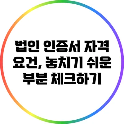 법인 인증서 자격 요건, 놓치기 쉬운 부분 체크하기