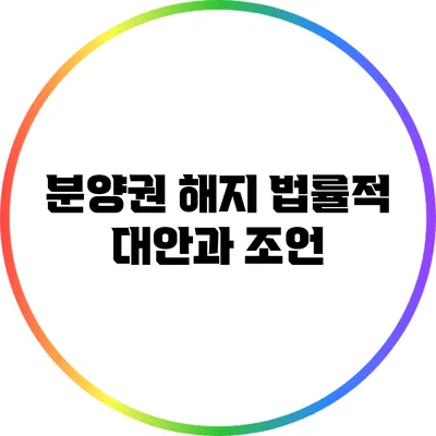 분양권 해지 법률적 대안과 조언
