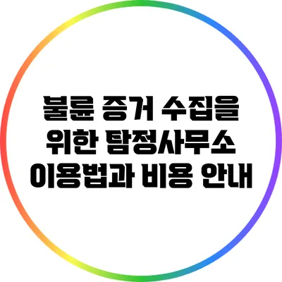 불륜 증거 수집을 위한 탐정사무소 이용법과 비용 안내