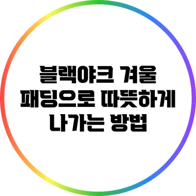 블랙야크 겨울 패딩으로 따뜻하게 나가는 방법