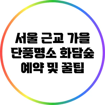서울 근교 가을 단풍명소: 화담숲 예약 및 꿀팁