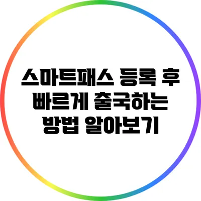 스마트패스 등록 후 빠르게 출국하는 방법 알아보기