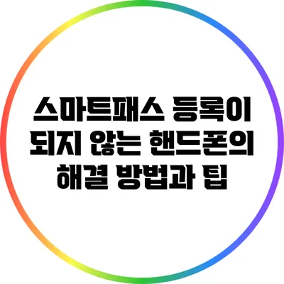 스마트패스 등록이 되지 않는 핸드폰의 해결 방법과 팁