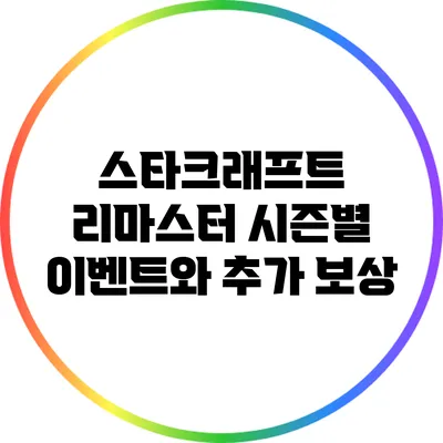 스타크래프트 리마스터: 시즌별 이벤트와 추가 보상