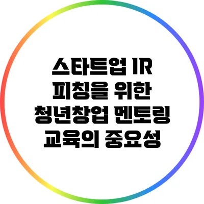 스타트업 IR 피칭을 위한 청년창업 멘토링 교육의 중요성