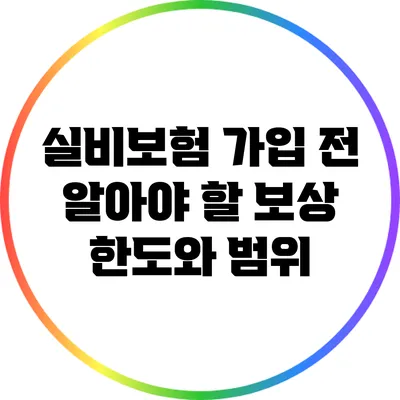 실비보험 가입 전 알아야 할 보상 한도와 범위