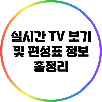 실시간 TV 보기 및 편성표 정보 총정리