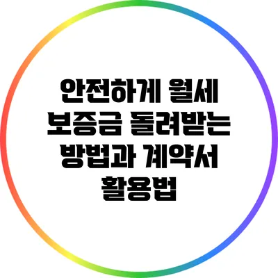 안전하게 월세 보증금 돌려받는 방법과 계약서 활용법
