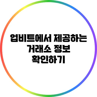 업비트에서 제공하는 거래소 정보 확인하기