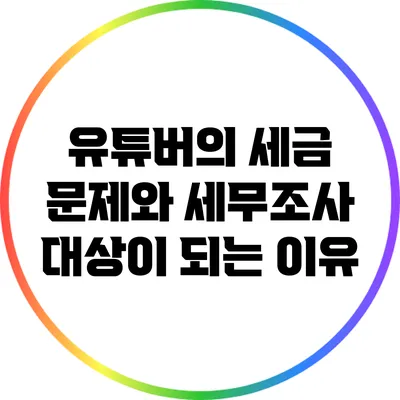 유튜버의 세금 문제와 세무조사 대상이 되는 이유