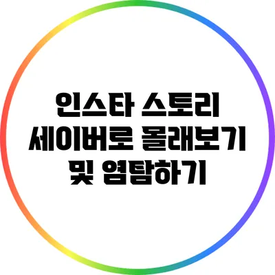 인스타 스토리 세이버로 몰래보기 및 염탐하기
