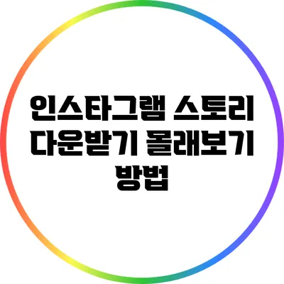 인스타그램 스토리 다운받기: 몰래보기 방법