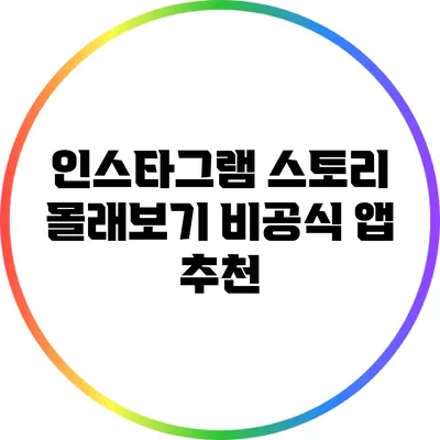 인스타그램 스토리 몰래보기 비공식 앱 추천