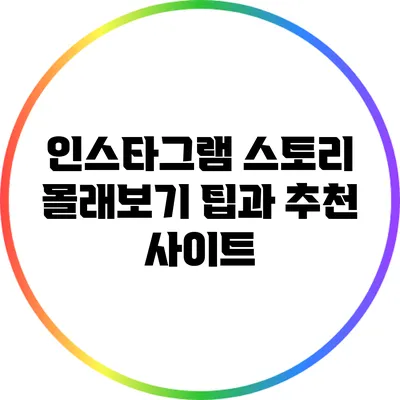 인스타그램 스토리 몰래보기 팁과 추천 사이트