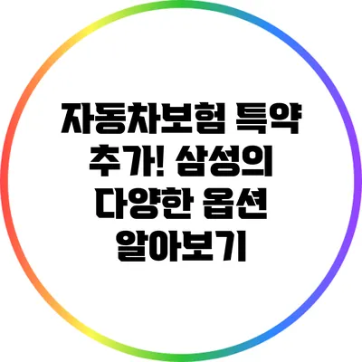 자동차보험 특약 추가! 삼성의 다양한 옵션 알아보기