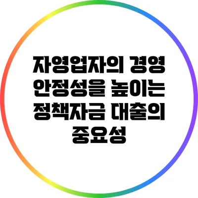 자영업자의 경영 안정성을 높이는 정책자금 대출의 중요성
