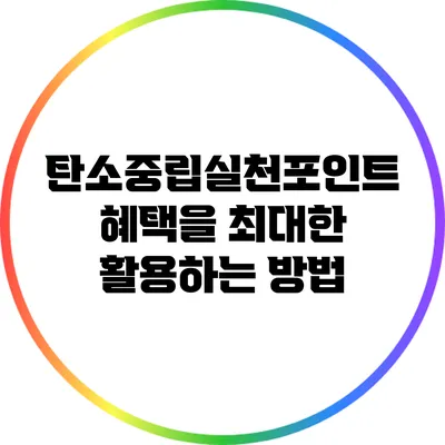 탄소중립실천포인트 혜택을 최대한 활용하는 방법