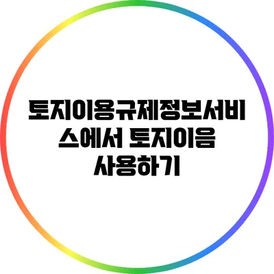 토지이용규제정보서비스에서 토지이음 사용하기
