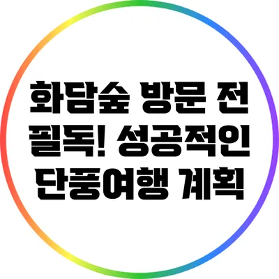 화담숲 방문 전 필독! 성공적인 단풍여행 계획