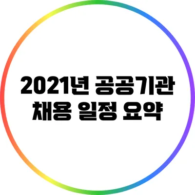 2021년 공공기관 채용 일정 요약