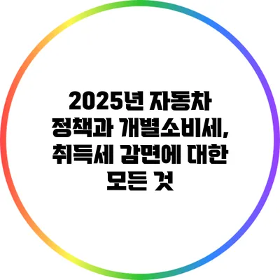 2025년 자동차 정책과 개별소비세, 취득세 감면에 대한 모든 것