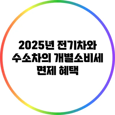 2025년 전기차와 수소차의 개별소비세 면제 혜택
