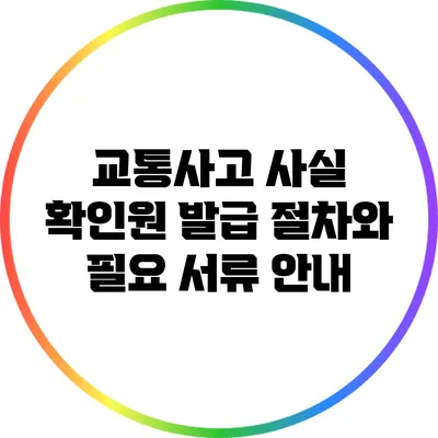 교통사고 사실 확인원 발급 절차와 필요 서류 안내