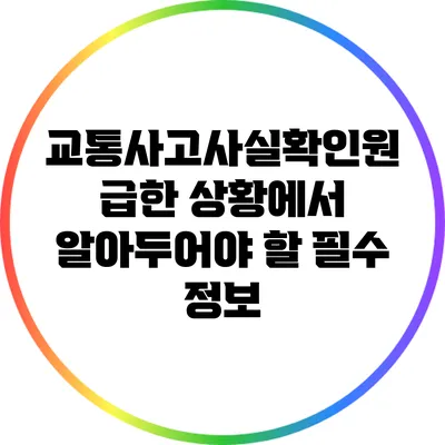 교통사고사실확인원: 급한 상황에서 알아두어야 할 필수 정보