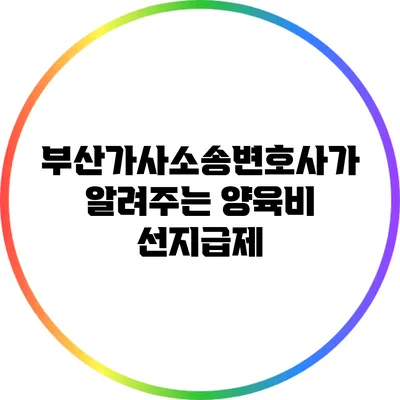 부산가사소송변호사가 알려주는 양육비 선지급제
