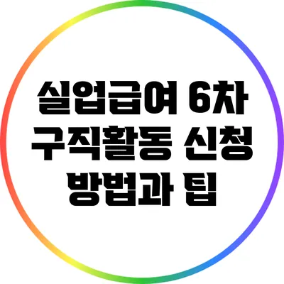 실업급여 6차 구직활동 신청 방법과 팁