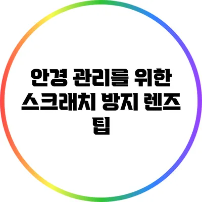 안경 관리를 위한 스크래치 방지 렌즈 팁