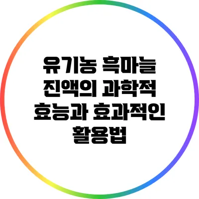유기농 흑마늘 진액의 과학적 효능과 효과적인 활용법