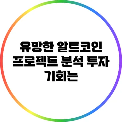 유망한 알트코인 프로젝트 분석: 투자 기회는?