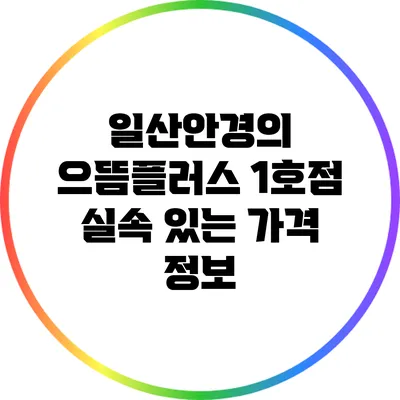 일산안경의 으뜸플러스 1호점 실속 있는 가격 정보