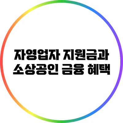 자영업자 지원금과 소상공인 금융 혜택