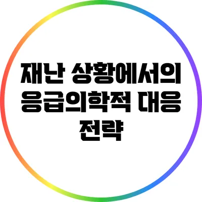 재난 상황에서의 응급의학적 대응 전략