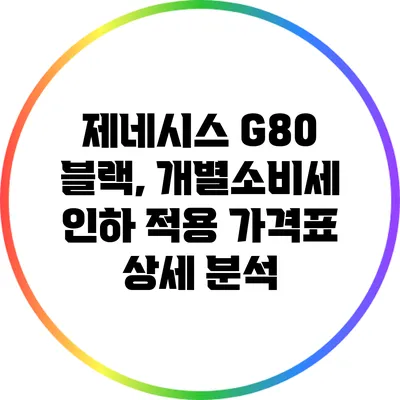 제네시스 G80 블랙, 개별소비세 인하 적용 가격표 상세 분석