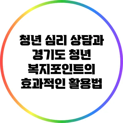 청년 심리 상담과 경기도 청년 복지포인트의 효과적인 활용법